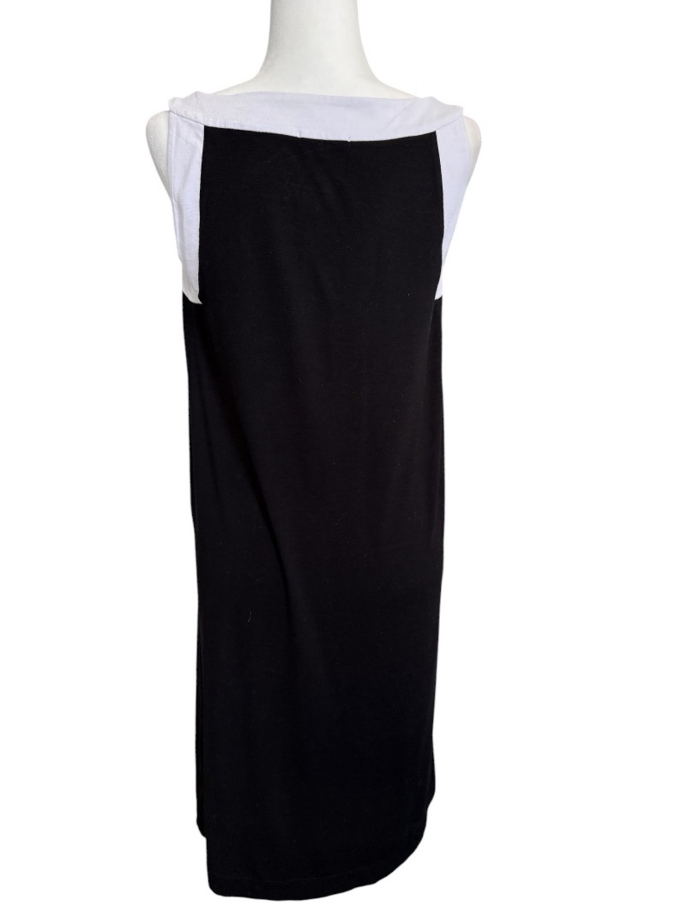 AK Anne Klein Shift Dress S Black White Sleeveless Pleated Stretch Career Resort - Picture 5 of 9